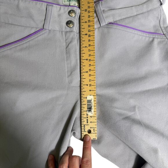 Dover Saddlery Wellesley Piped Knee Patch Breeches Purple Gray Equestrian 26 - Picture 4 of 12